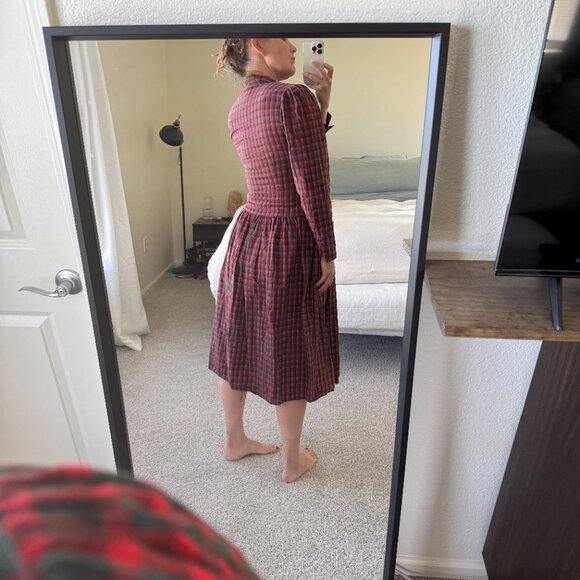 Vintage Cotton Flannel Holiday Plaid Dress - Picture 3 of 10